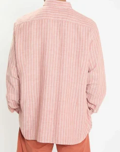 Homme Hackett London Chemises^Chemise en Lin & Coton Slim Fit à rayures orange moyen