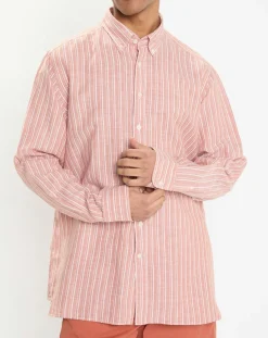 Homme Hackett London Chemises^Chemise en Lin & Coton Slim Fit à rayures orange moyen