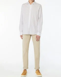 Chemise en Lin mélangé Regular Fit à rayures bleu clair/rose-Hackett London Outlet