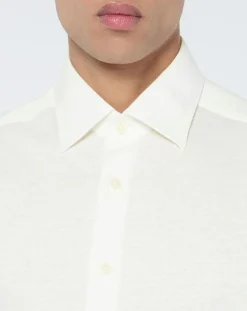 Homme Hackett London Chemises^Chemise en Lin mélangé Slim Fit Polo Piqué écrue