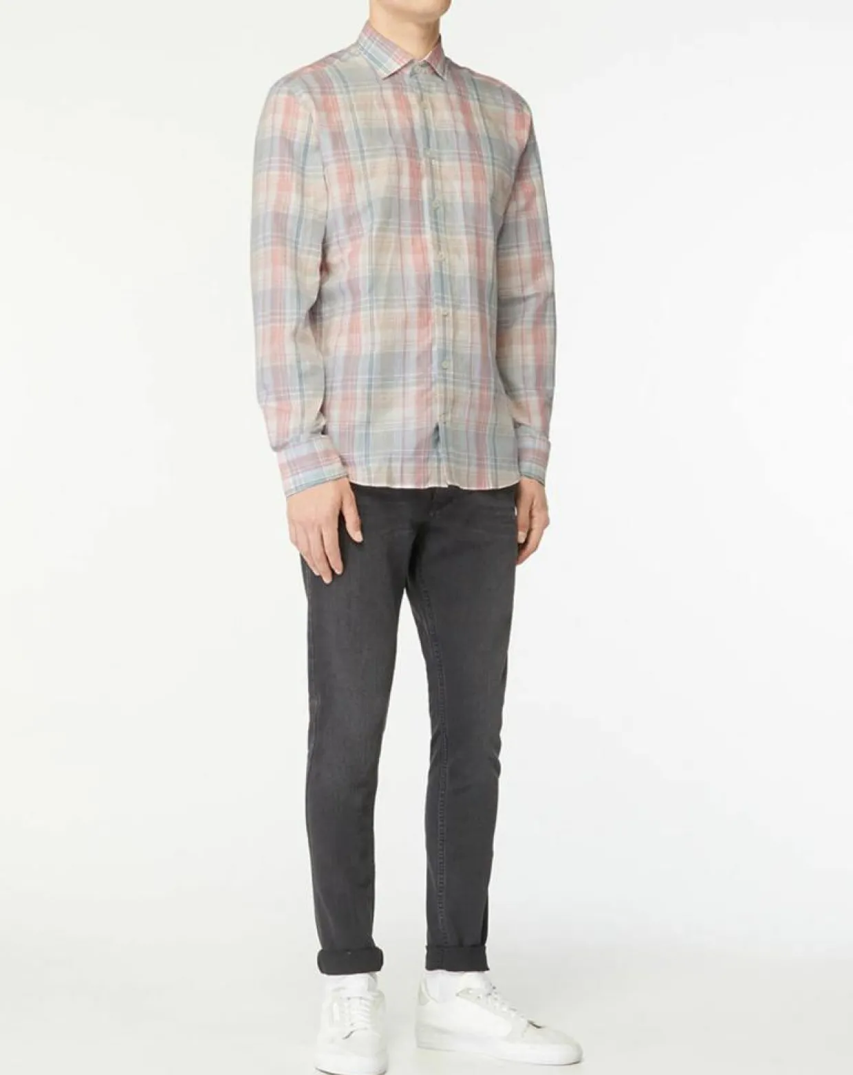 Chemise en Lin mélangé Slim Fit à carreaux multicolore-Hackett London New