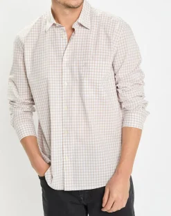 Homme Marc O'Polo Chemises^Chemise en Popeline 100% Coton Bio Regular Fit vichy blanc/beige