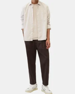 Homme Marc O'Polo Chemises^Chemise en Popeline 100% Coton Bio Regular Fit vichy blanc/beige