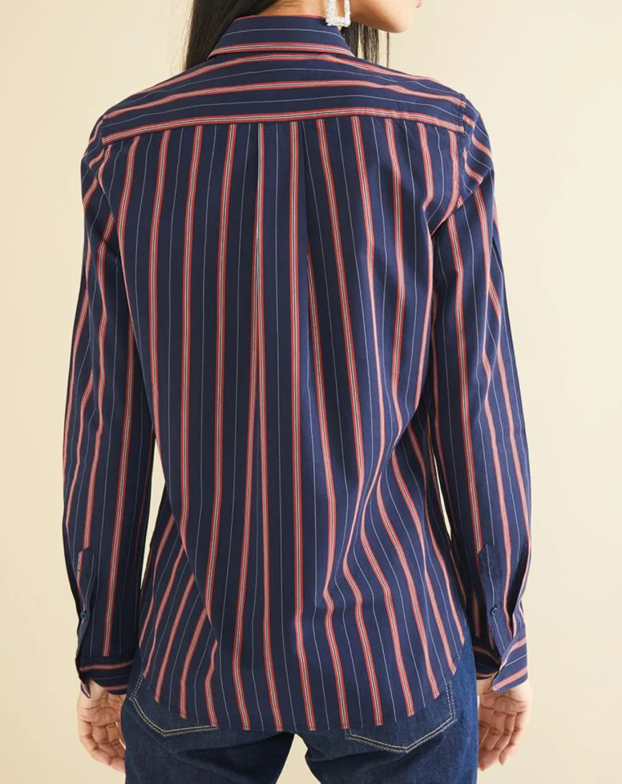 Femme Acquaverde Chemises^Chemise en Popeline Japonaise Kim rayée marine/rouge