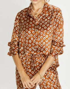 Femme Lauren Vidal Chemises^Chemise en Soie mélangée Ines marron