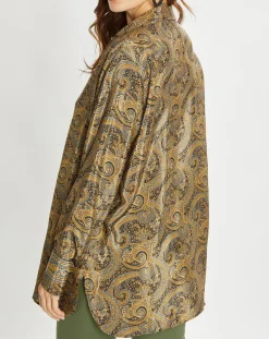Femme Lauren Vidal Chemises^Chemise en Soie mélangée Sasha marron/bleu