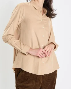Femme Marc O'Polo Chemises^Chemise en Velours côtelé fin Milleraies beige
