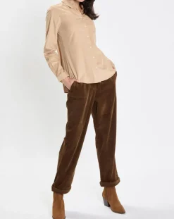 Femme Marc O'Polo Chemises^Chemise en Velours côtelé fin Milleraies beige