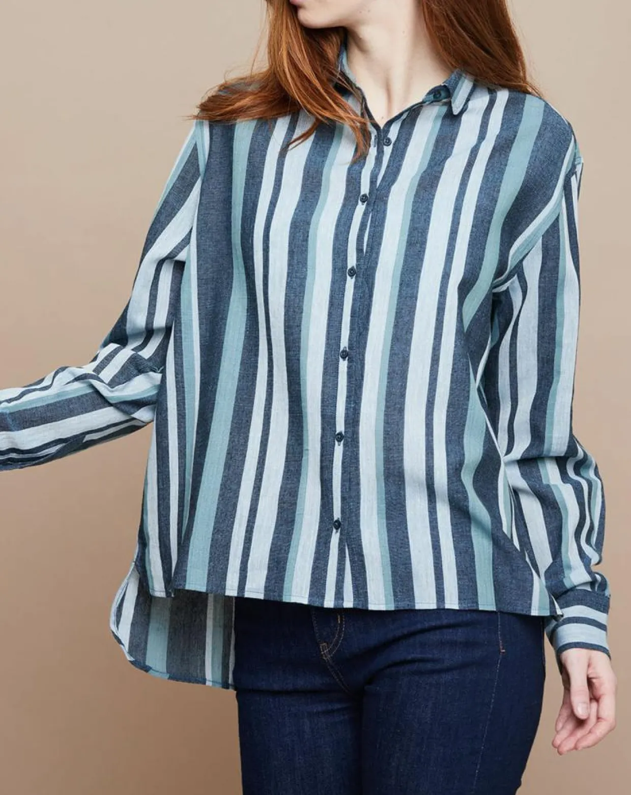 Chemise Florentine Essaouira Stripes vert sapin/vert pâle-Mare di Latte Online