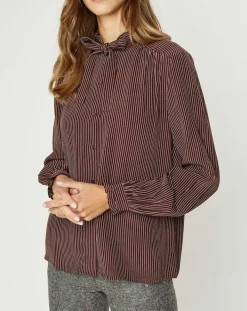 Chemise fluide col lavallière Gemma marron-Galeries Lafayette Hot