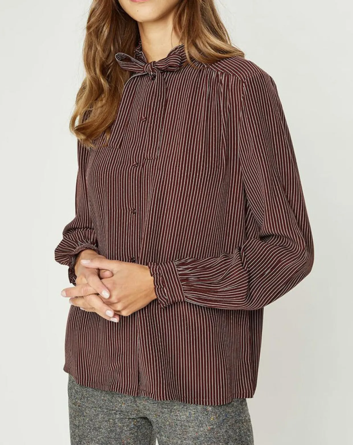 Chemise fluide col lavallière Gemma marron-Galeries Lafayette Hot