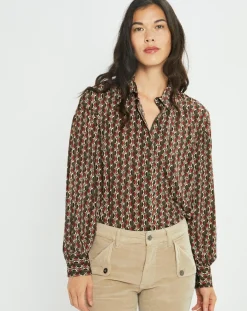 Chemise fluide Store imprimée forest kaki/marron-Lauren Vidal