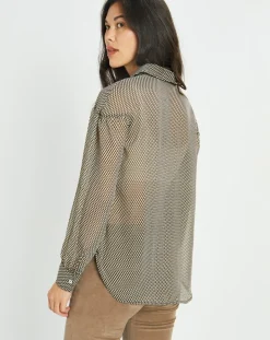 Femme Lauren Vidal Chemises^Chemise fluide Store imprimée square noir/beige
