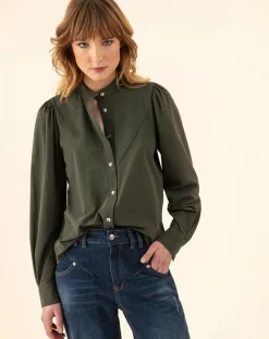 Femme Indies Chemises^Chemise Gyptis kaki rayure dorée