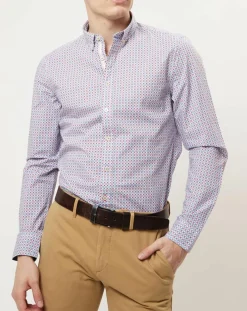 Homme Marc O'Polo Chemises^Chemise imprimée shaped fit rouge/blanc
