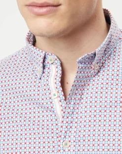 Homme Marc O'Polo Chemises^Chemise imprimée shaped fit rouge/blanc