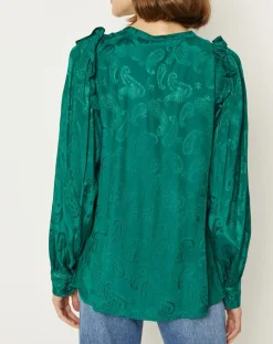 Chemise Izana motifs ton sur ton verte-La Petite Etoile New
