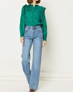 Chemise Izana motifs ton sur ton verte-La Petite Etoile New
