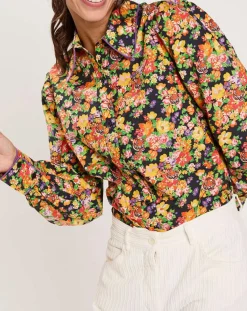 Chemise Liberty Fauve imprimée noir/multicolore-Manoush Sale