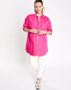 Chemise manches longues poches oversize rose vif-Esprit Best