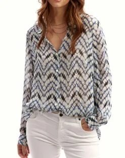 Chemise Mia indigo/écru-Lauren Vidal