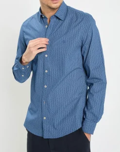 Homme Marc O'Polo Chemises^Chemise Micro Motif Velours bleu foncé