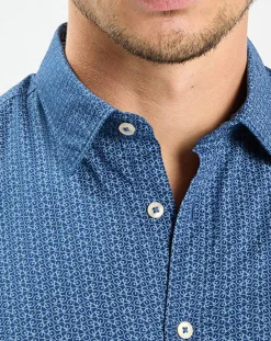 Homme Marc O'Polo Chemises^Chemise Micro Motif Velours bleu foncé