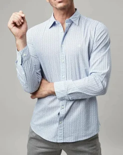 Homme Marc O'Polo Chemises^Chemise Micro Motif Vélo blanc/bleu