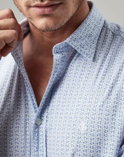 Homme Marc O'Polo Chemises^Chemise Micro Motif Vélo blanc/bleu