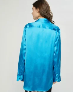 Femme Nina ricci Chemises^Chemise ouverte en Satin Wrap bleue