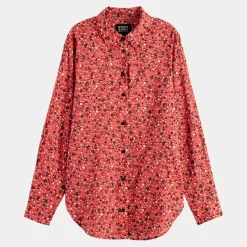 Chemise Oversize en Coton Bio mélangé imprimée rouge-Scotch & Soda New