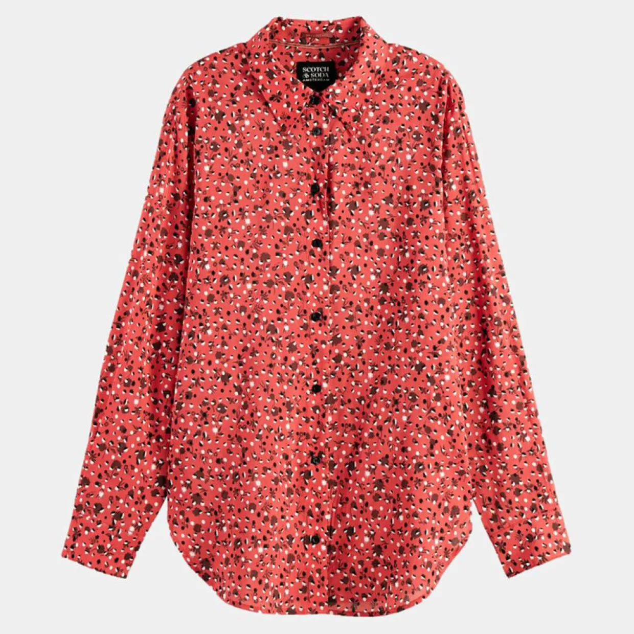 Chemise Oversize en Coton Bio mélangé imprimée rouge-Scotch & Soda New
