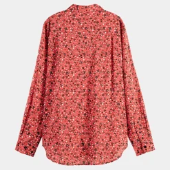 Chemise Oversize en Coton Bio mélangé imprimée rouge-Scotch & Soda New