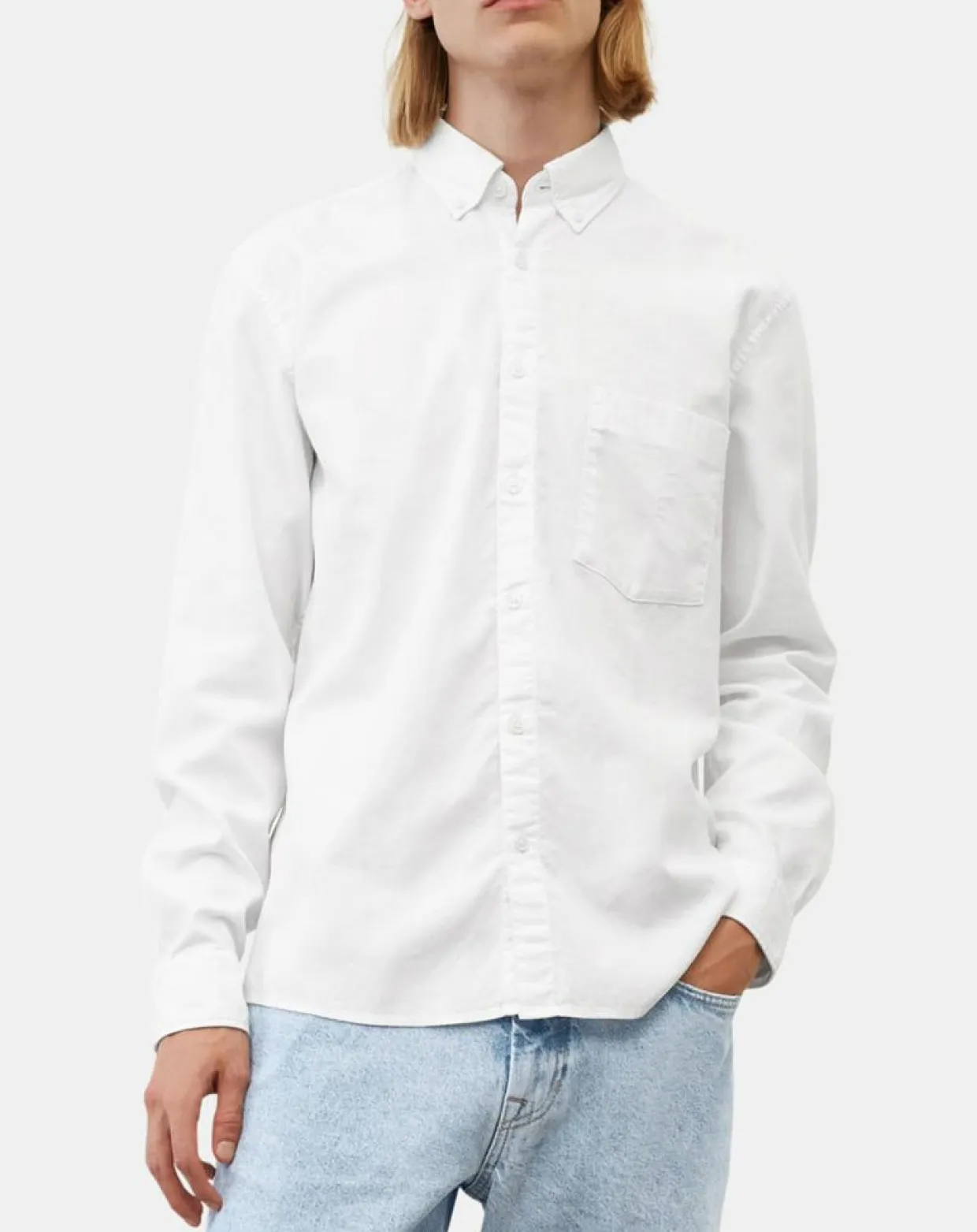 Chemise oxford Regular Fit 100% Coton Bio blanche-Marc O'Polo Clearance