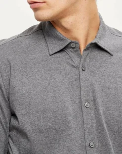 Chemise Polo en Jersey gris chiné-Marc O'Polo New