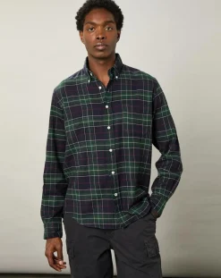 Homme Hartford Chemises^Chemise regular en Flanelle Pitt à carreaux vert/marine