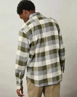 Homme Hartford Chemises^Chemise regular en Flanelle Pocket à carreaux vert/naturel