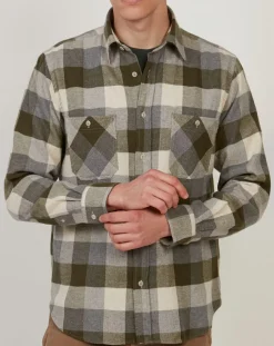 Homme Hartford Chemises^Chemise regular en Flanelle Pocket à carreaux vert/naturel