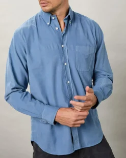 Homme Hartford Chemises^Chemise regular en Velours Milleraies Pitt Pat bleu nautique