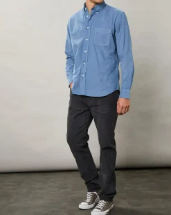 Homme Hartford Chemises^Chemise regular en Velours Milleraies Pitt Pat bleu nautique