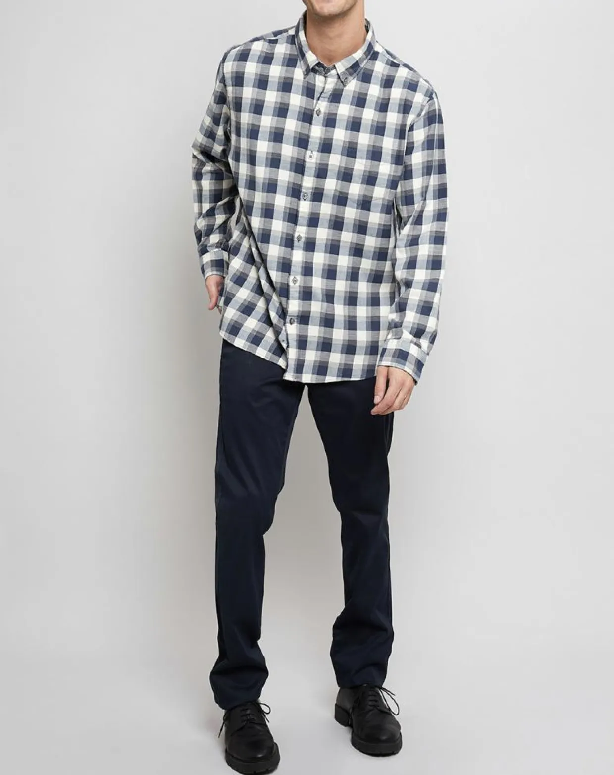 Chemise Regular Fit à carreaux bleu marine/blanc-Arrow