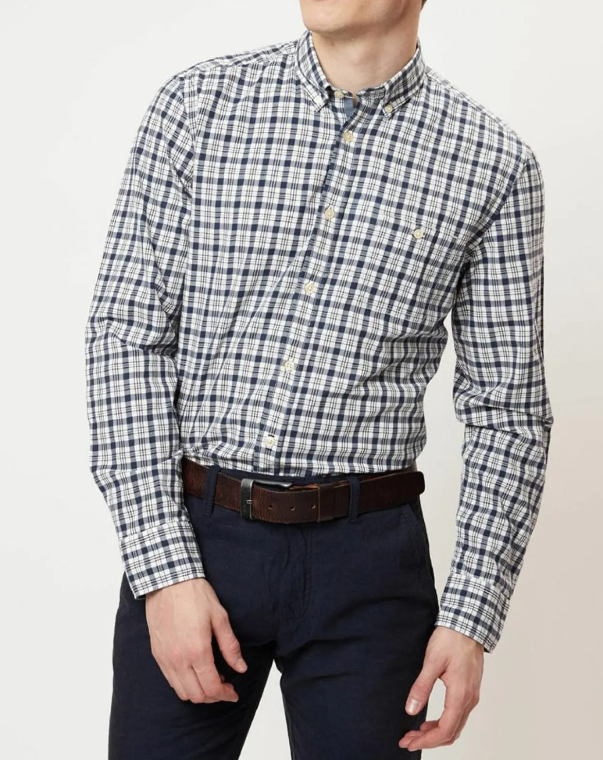 Chemise regular fit à carreaux blanc/bleu-Marc O'Polo Sale