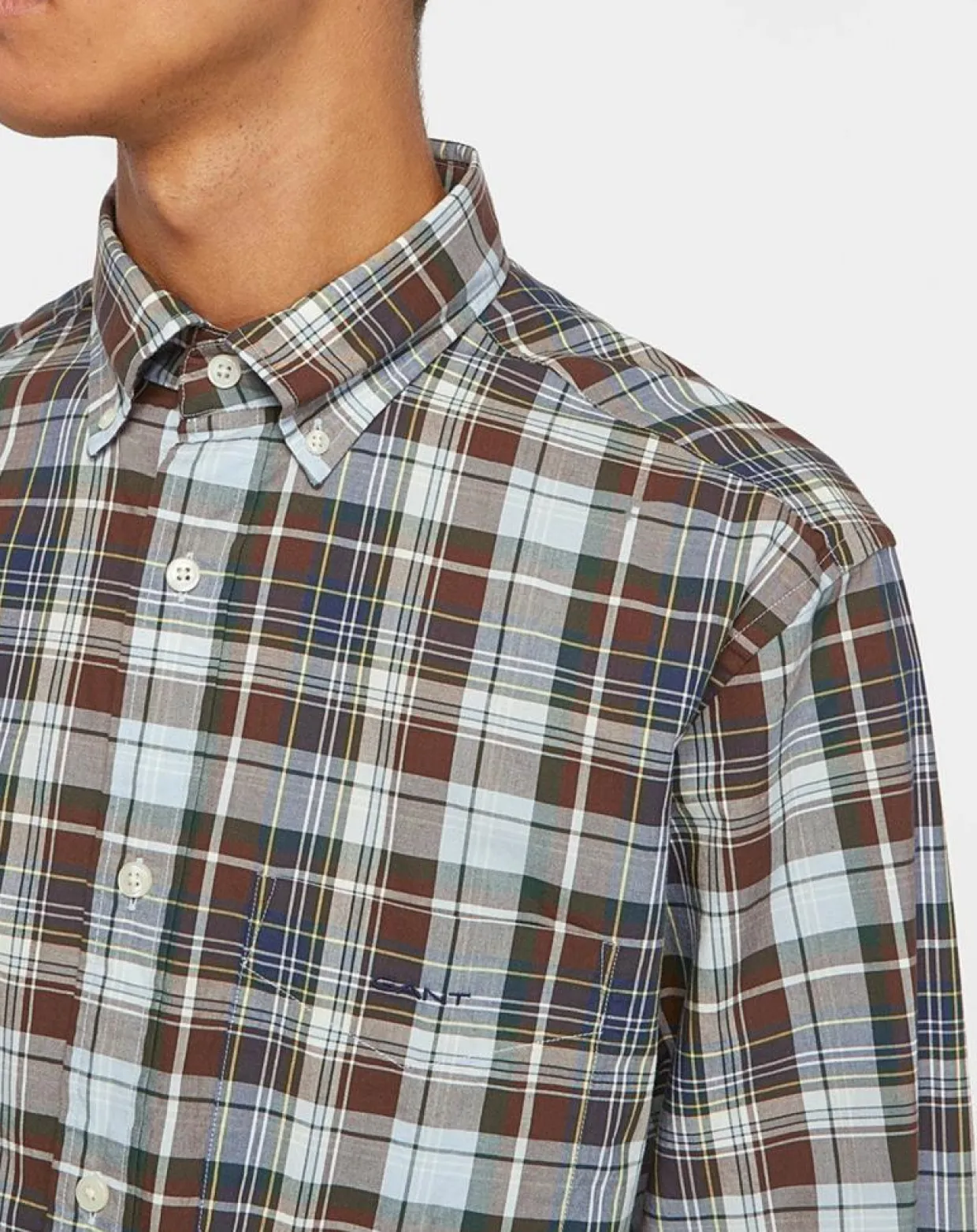Homme Gant Chemises^Chemise Regular Fit à imprimé Tartan marron/mulitcolore