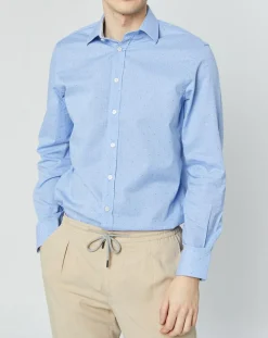 Chemise Regular Fit Vichy imprimée bleu ciel-Hackett London Outlet
