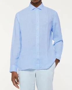 Chemise Regular Fit Vichy imprimée bleu ciel-Hackett London Outlet