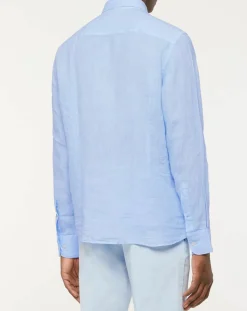 Chemise Regular Fit Vichy imprimée bleu ciel-Hackett London Outlet