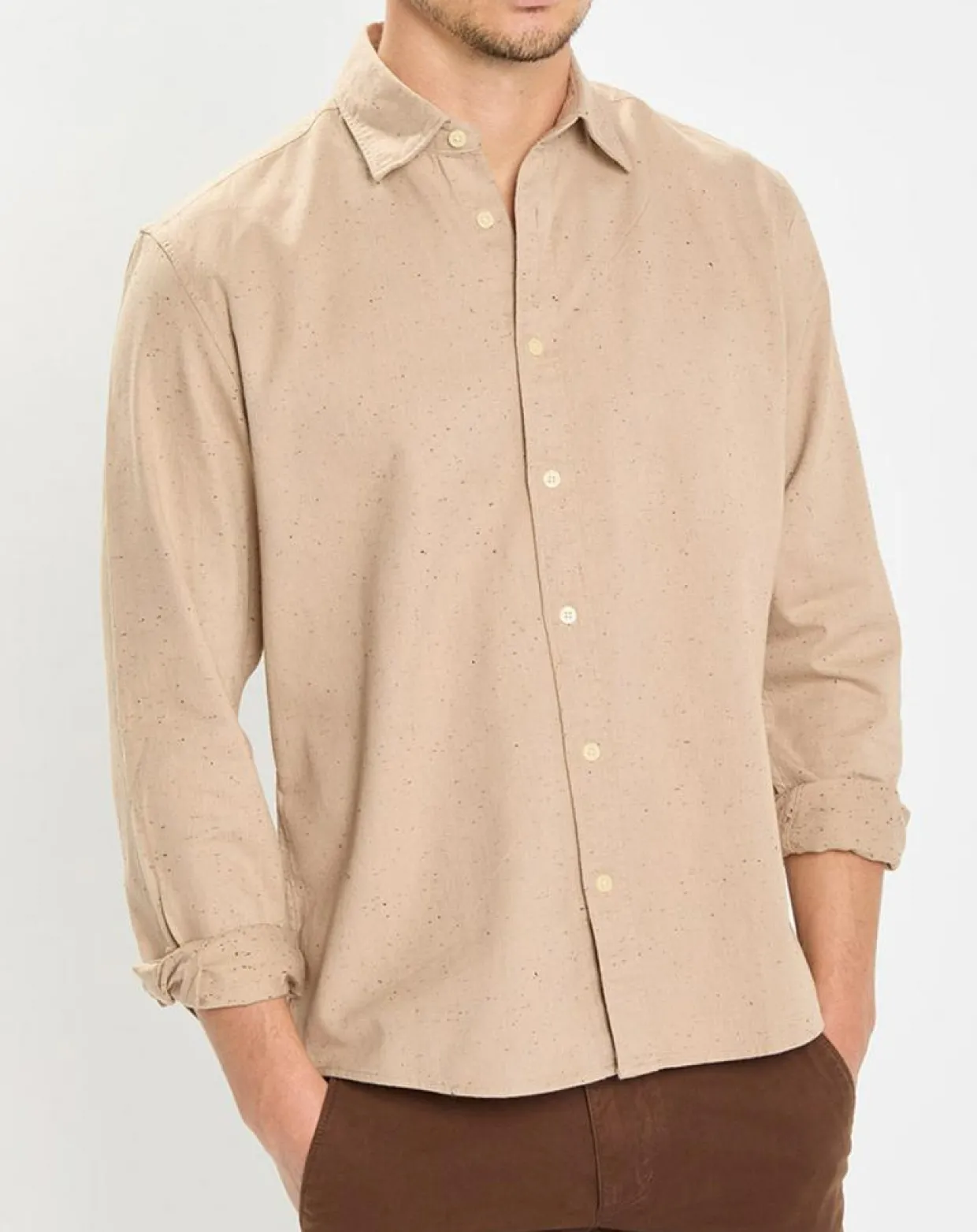 Chemise Regular Fit chinée beige-Marc O'Polo Outlet