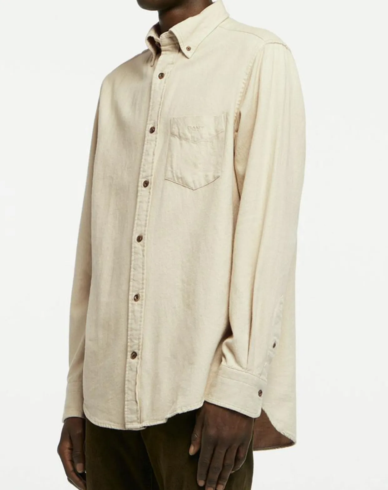 Chemise Regular Fit en Flanelle Chevron beige-Gant Hot