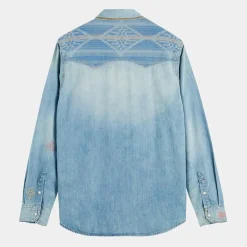 Chemise Regular Fit en Jean Western Patch bleu clair délavé-Scotch & Soda Sale