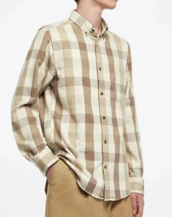 Chemise Regular Fit Moy à carreaux écru/marron-Gant New